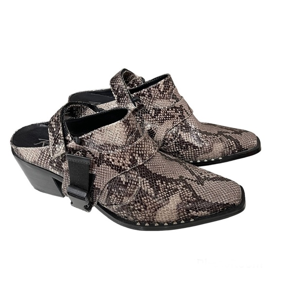 Rebels Slingback Mule Reptile Snake Print Gray Sz 7.5 NWT - Picture 1 of 13